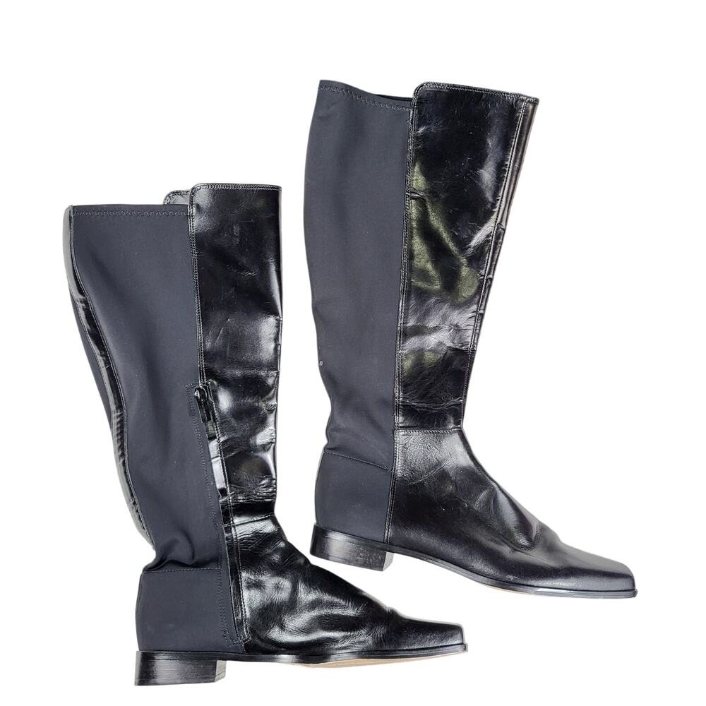 NEW Vince Camuto Librina Knee High Boots Black Leather Women size 10 WIDE Cuff